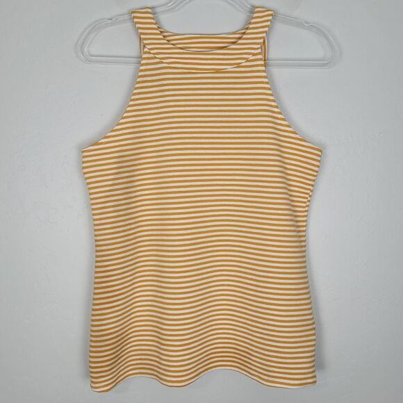 Anthropologie Deletta Size M Isa Tank Top Sleeveless Cut Out Back Striped Orange - Picture 2 of 12